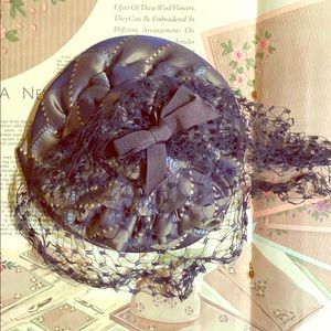 Hair accessory blue diamond pattern mini hat